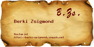 Berki Zsigmond névjegykártya